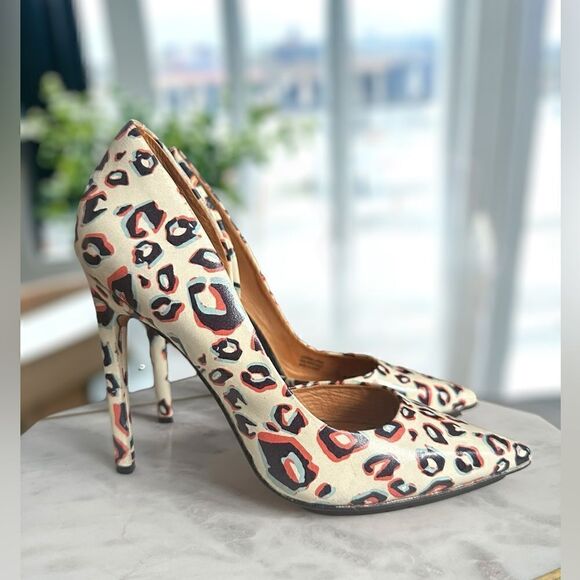 L.A.M.B. Camryn II Leopard Print platform D' Orsay Pumps Size 8 - Picture 6 of 14